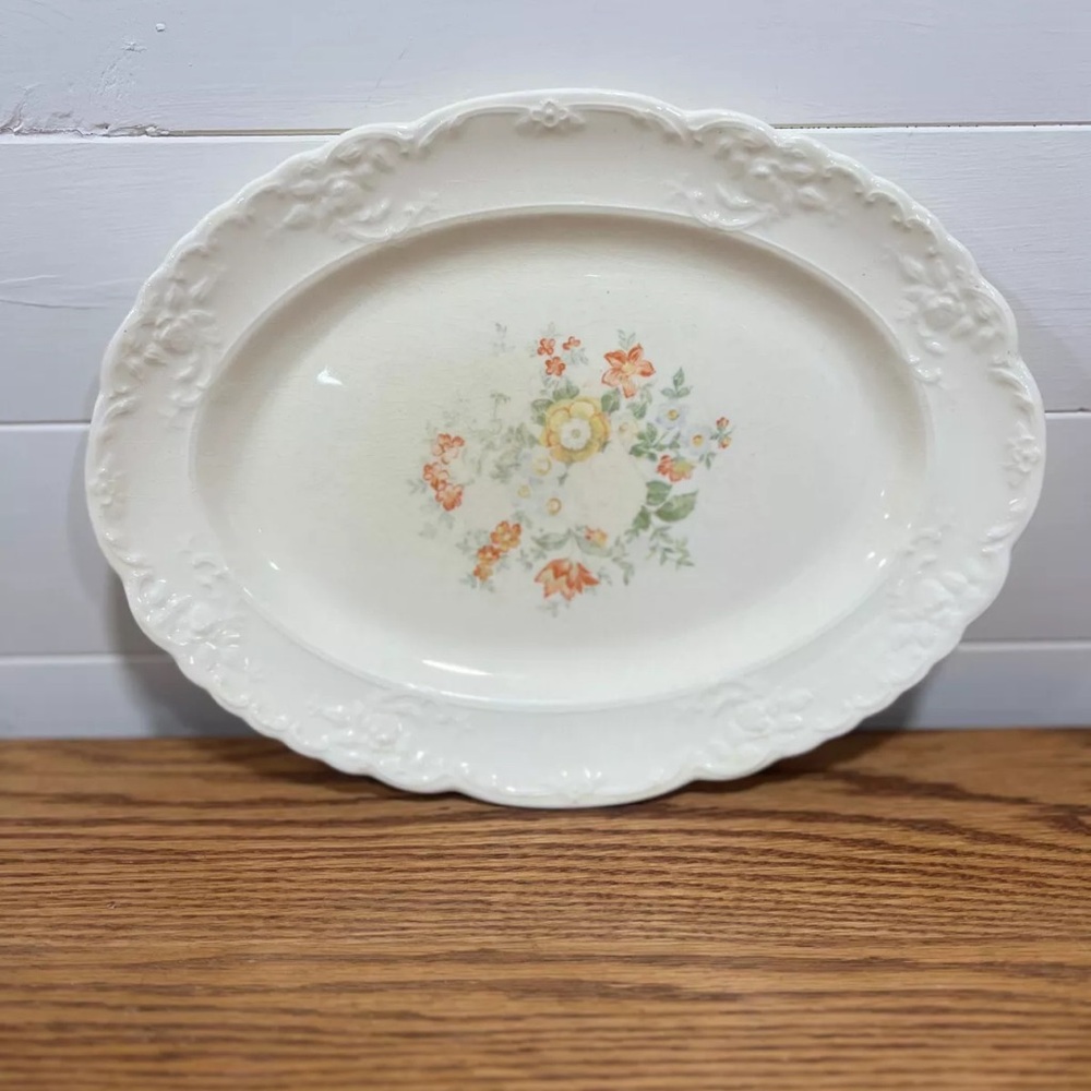 Vintage‎ Taylor Smith & Taylor Rare Floral Pattern Oval China Platter